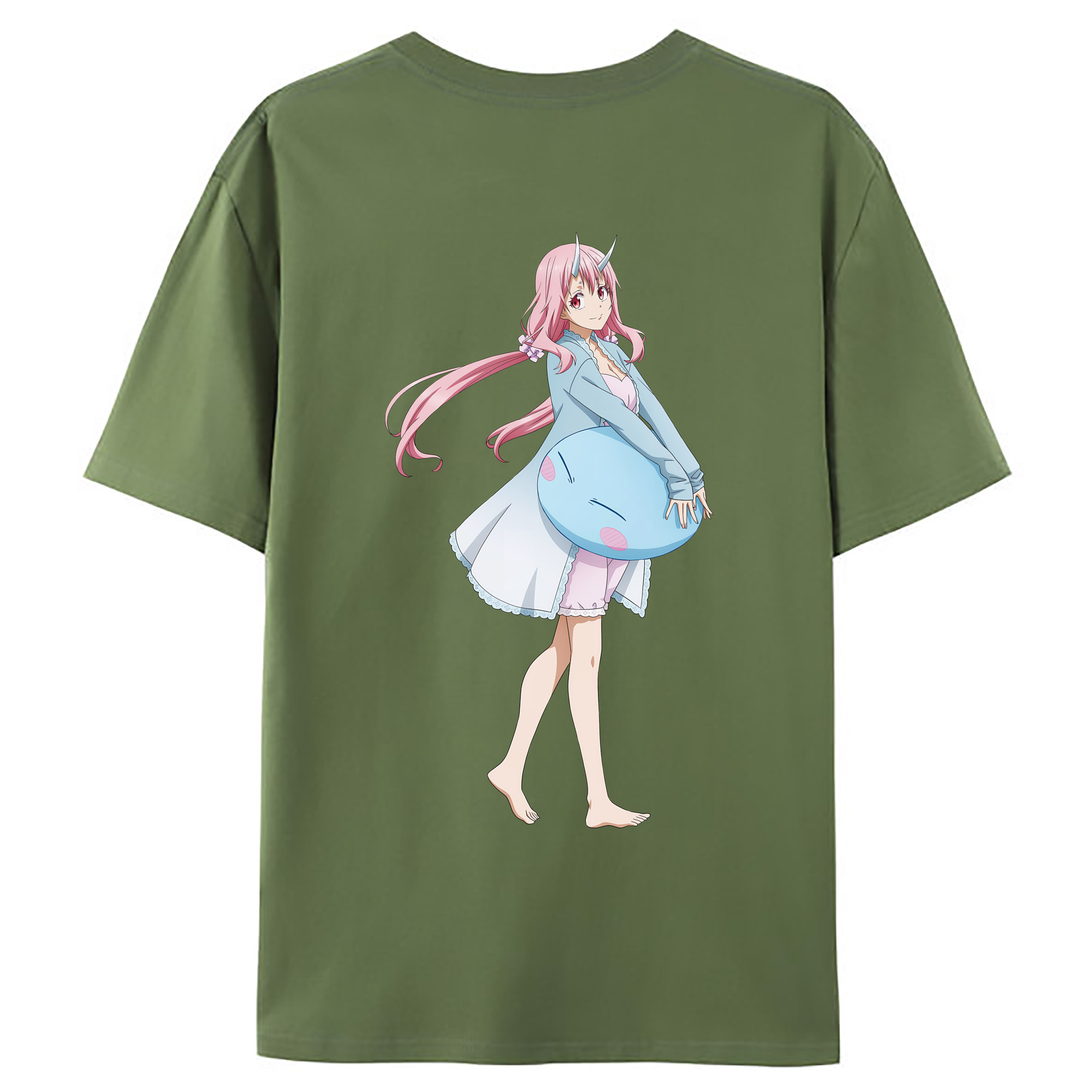 （画像用） 転スラ Regarding Reincarnated to Slime 綿100％ メンズ半袖Tシャツ（バックプリント） 通気性